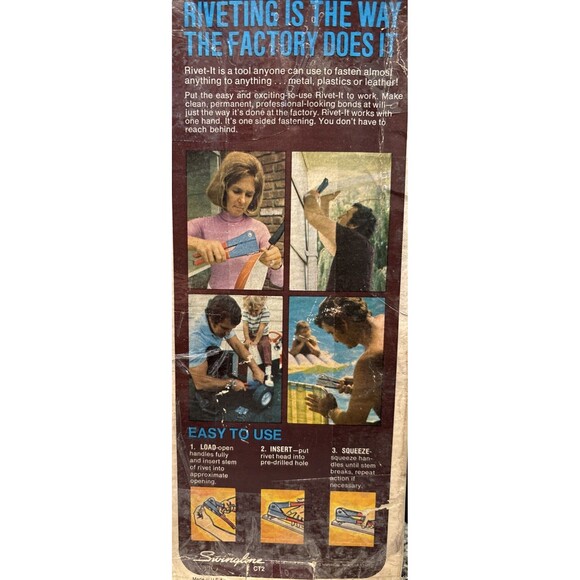 Vintage 1970S Swingline Rivet It Triple Head Riveting 9” Plier In Box USA - Picture 6 of 13